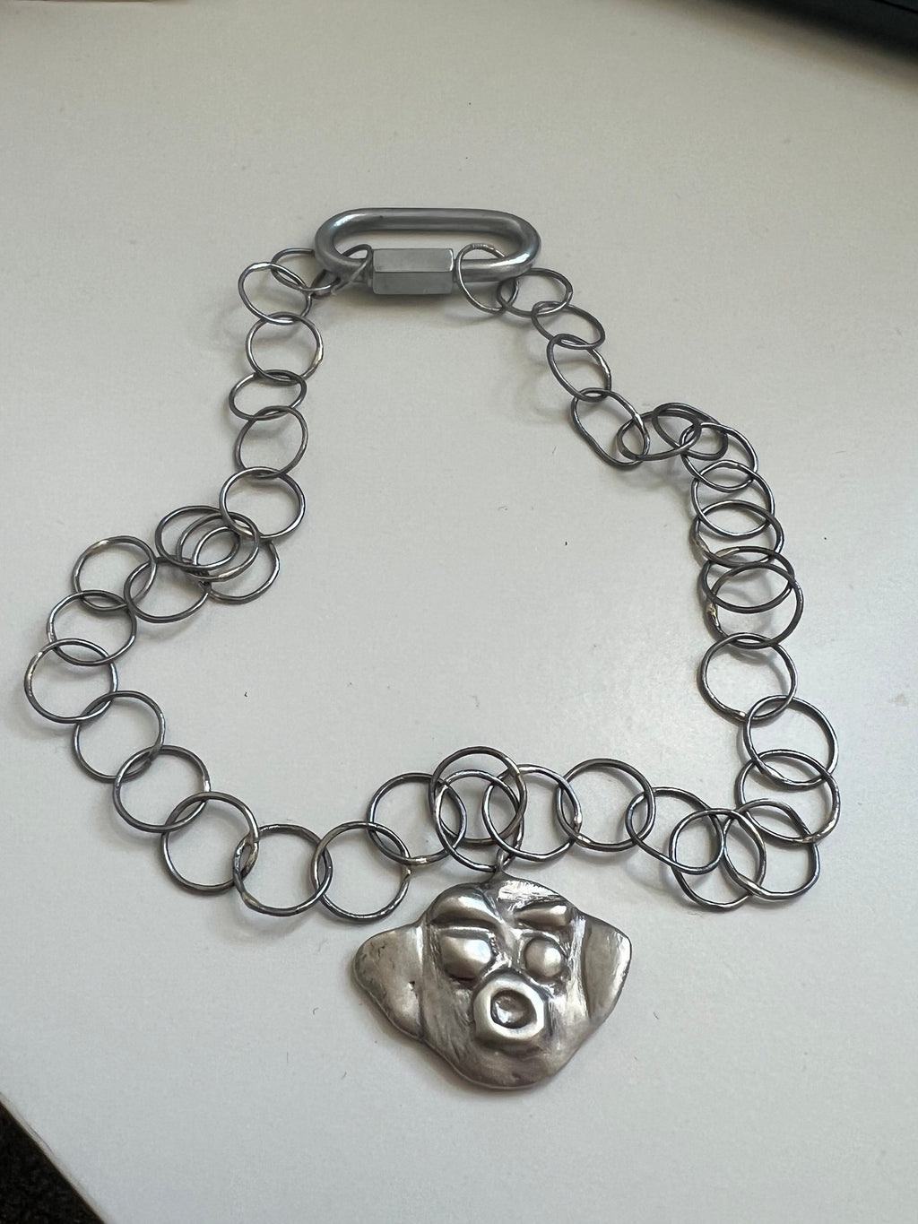 Mixed metal chunky face necklace