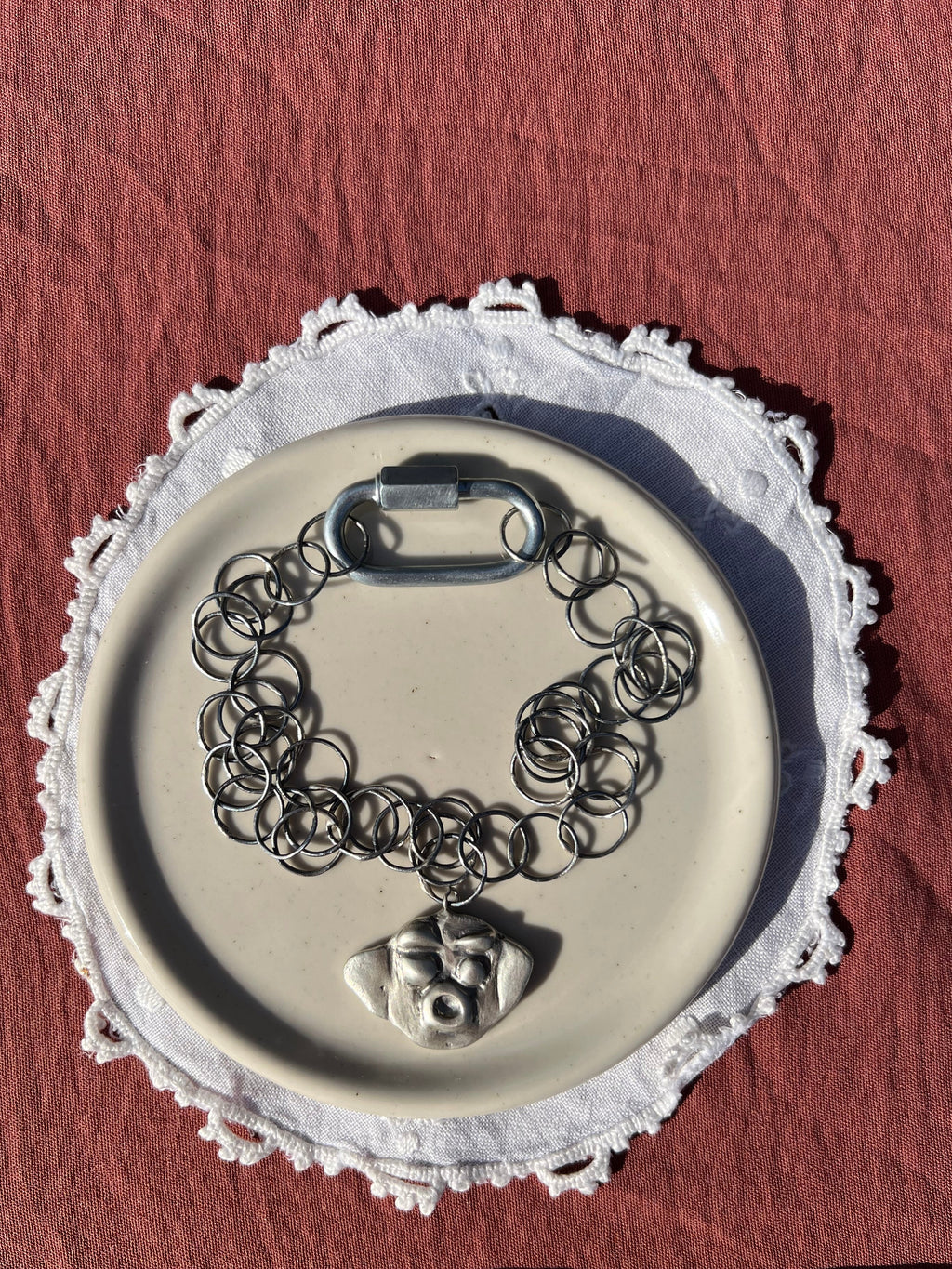 Mixed metal chunky face necklace
